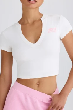 Oh Polly Tee'S & Tanks^Graphic-Print Cropped T-Shirt in White