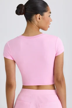 Oh Polly Tee'S & Tanks^Graphic-Print Cropped T-Shirt in Bubblegum Pink BubblegumPink