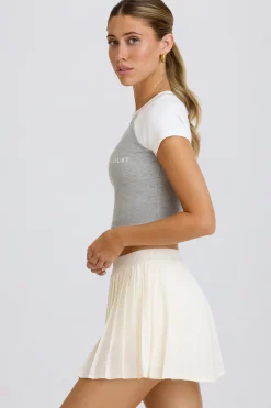Oh Polly Matching Sets^Graphic-Print Cropped T-Shirt in Grey Marl GreyMarl