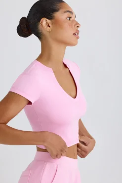 Oh Polly Tee'S & Tanks^Graphic-Print Cropped T-Shirt in Bubblegum Pink BubblegumPink