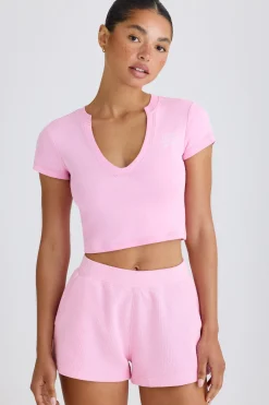 Oh Polly Tee'S & Tanks^Graphic-Print Cropped T-Shirt in Bubblegum Pink BubblegumPink
