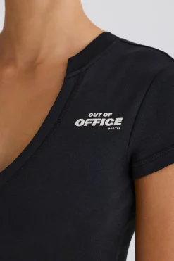 Oh Polly Tee'S & Tanks^Graphic-Print Cropped T-Shirt in Black