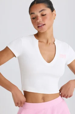 Oh Polly Tee'S & Tanks^Graphic-Print Cropped T-Shirt in White
