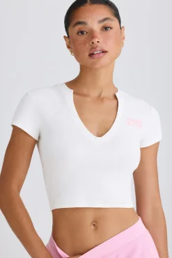 Oh Polly Tee'S & Tanks^Graphic-Print Cropped T-Shirt in White