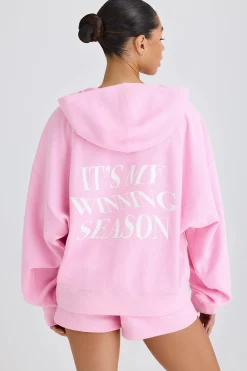 Oh Polly Sweatshirts^Graphic-Print Hoodie in Bubblegum Pink BubblegumPink