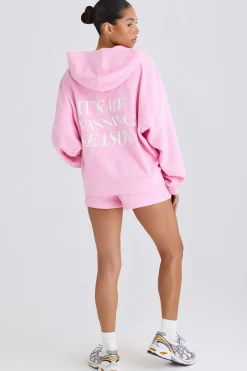 Oh Polly Sweatshirts^Graphic-Print Hoodie in Bubblegum Pink BubblegumPink