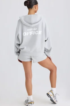 Oh Polly Sweatshirts^Graphic-Print Hoodie in Pacific Grey PacificGrey