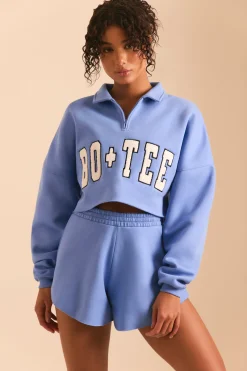 Oh Polly Sweatshirts | Matching Sets^Half Zip Sweater in Cerulean Blue CeruleanBlue