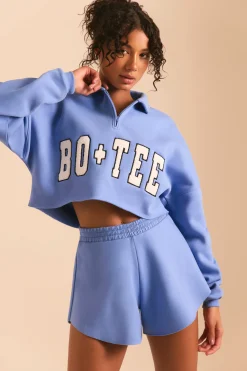 Oh Polly Sweatshirts | Matching Sets^Half Zip Sweater in Cerulean Blue CeruleanBlue