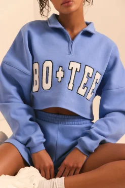 Oh Polly Sweatshirts | Matching Sets^Half Zip Sweater in Cerulean Blue CeruleanBlue