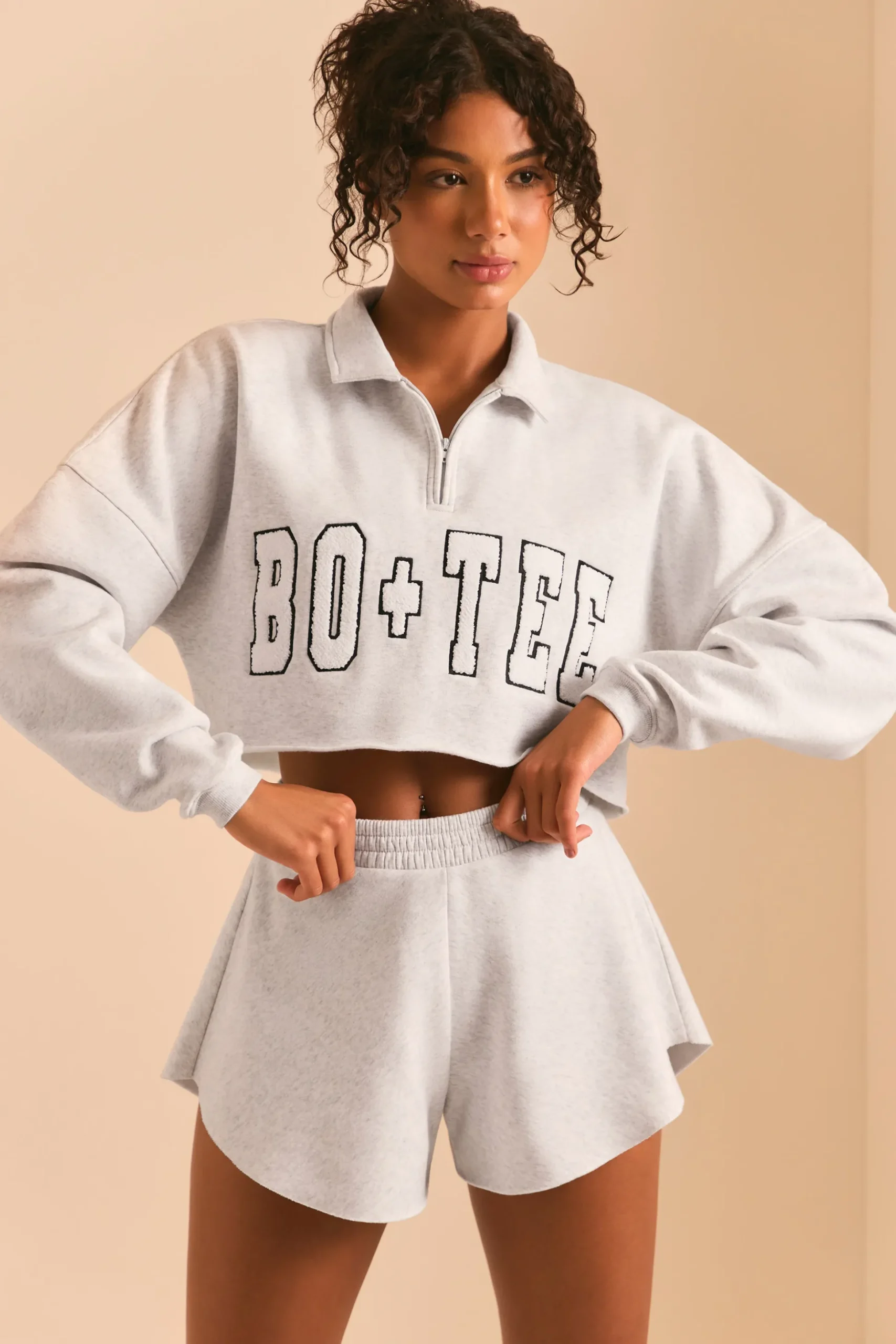 Oh Polly Sweatshirts | Matching Sets^Half Zip Sweater in Heather Grey HeatherGrey