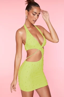 Oh Polly Women'S Clothing Sale - $65 And Under | Party Dresses^Halter Neck Cut Out Mini Dress in Lime