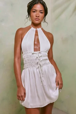 Oh Polly Women'S Clothing Sale - $65 And Under | Women'S Clothing Sale - $40 And Under^Halter Neck Cut Out Shirred Mini Dress in White