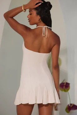 Oh Polly Mesh Dresses^Halter Neck Ruffle A-Line Mini Dress in Ivory