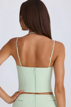 Oh Polly Co-Ords | Tops^Halterneck Corset Top in Green