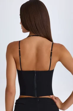 Oh Polly Co-Ords | Tops^Halterneck Corset Top in Black
