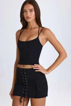 Oh Polly Co-Ords | Tops^Halterneck Corset Top in Black