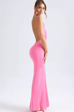 Oh Polly Wedding Guest^Halterneck Fishtail Gown in Hot Pink HotPink