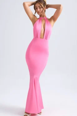 Oh Polly Wedding Guest^Halterneck Fishtail Gown in Hot Pink HotPink