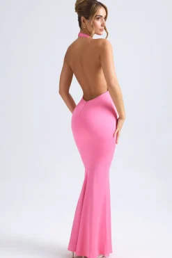 Oh Polly Wedding Guest^Halterneck Fishtail Gown in Hot Pink HotPink