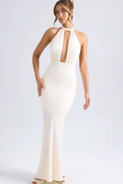 Oh Polly Bride To Be | Satin Dresses^Halterneck Fishtail Gown in Ivory