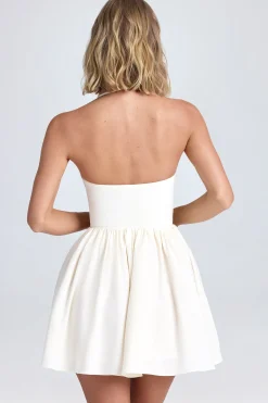 Oh Polly Party Dresses | Bride To Be^Halterneck Floral-Appliqué Corset Mini Dress in Ivory