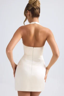 Oh Polly Party Dresses | Bride To Be^Halterneck Structured Tulip Mini Dress in Ivory