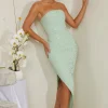 Oh Polly Wedding Guest | Party Dresses^Hand Embellished Asymmetric Midi Dress in Sage
