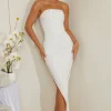 Oh Polly Party Dresses | Bride To Be^Hand Embellished Asymmetric Midi Dress in White