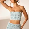 Oh Polly Women'S Clothing Sale - $65 And Under | Party Dresses^Hand Embellished Bandeau Corset Crop Top in Blue