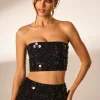 Oh Polly Women'S Clothing Sale - $65 And Under | Women'S Clothing Sale - $40 And Under^Hand Embellished Bandeau Corset Crop Top in Black