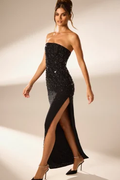 Oh Polly Party Dresses | Homecoming Dresses^Hand Embellished Bandeau Maxi Dress in Black
