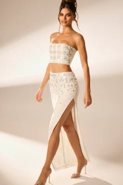 Oh Polly Women'S Clothing Sale - $65 And Under | Women'S Clothing Sale - $40 And Under^Hand Embellished Maxi Skirt in Ivory