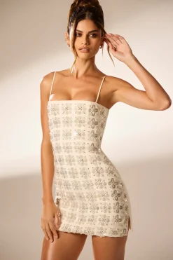 Oh Polly Party Dresses | Bride To Be^Hand Embellished Mini Dress in Ivory