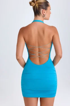 Oh Polly Night Out | Mesh Dresses^Hardware Detail Cut-Out Cowl-Neck Mini Dress in Aqua Blue AquaBlue