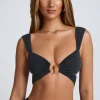 Oh Polly Co-Ords | Tops^Hardware Detail Cut-Out Crop Top in Black