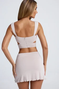 Oh Polly Co-Ords | Tops^Hardware Detail Cut-Out Crop Top in Sky Grey SkyGrey