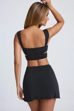 Oh Polly Co-Ords | Tops^Hardware Detail Cut-Out Crop Top in Black