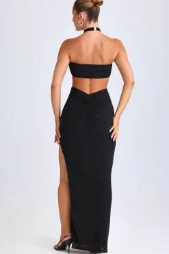 Oh Polly Night Out | Mesh Dresses^Hardware Detail Cut-Out Halterneck Maxi Dress in Black
