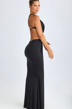 Oh Polly Night Out^Hardware Detail Cut-Out Halterneck Maxi Dress in Black