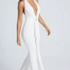 Oh Polly Jumpsuits & Unitards^Hardware Detail Plunge Halterneck Jumpsuit in White