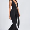 Oh Polly Jumpsuits & Unitards | Night Out^Hardware Detail Plunge Halterneck Jumpsuit in Black