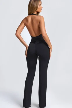 Oh Polly Jumpsuits & Unitards | Night Out^Hardware Detail Plunge Halterneck Jumpsuit in Black