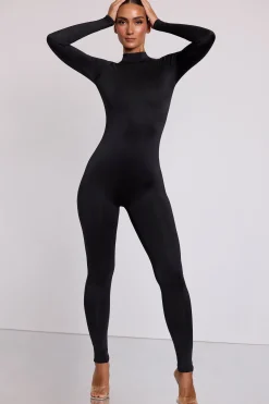 Oh Polly Jumpsuits & Unitards^High Neck Long Sleeve Jumpsuit in Black