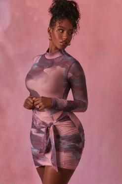 Oh Polly Women'S Clothing Sale - $65 And Under | Women'S Clothing Sale - $40 And Under^High Neck Long Sleeve Mesh Bodysuit in Blush