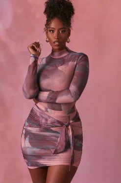 Oh Polly Women'S Clothing Sale - $65 And Under | Women'S Clothing Sale - $40 And Under^High Neck Long Sleeve Mesh Bodysuit in Blush