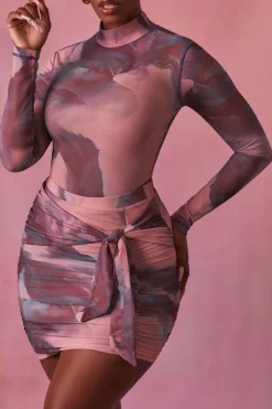 Oh Polly Women'S Clothing Sale - $65 And Under | Women'S Clothing Sale - $40 And Under^High Neck Long Sleeve Mesh Bodysuit in Blush