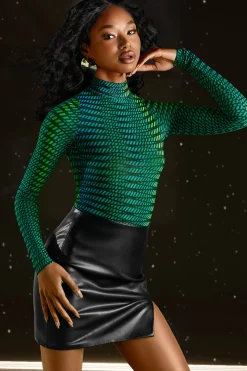 Oh Polly Women'S Clothing Sale - $65 And Under | Women'S Clothing Sale - $40 And Under^High Neck Mesh Bodysuit in Striped Print
