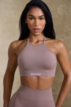 Oh Polly Women'S Clothing Sale - $65 And Under | Women'S Clothing Sale - $40 And Under^High Neck Open Back Define Luxe Sports Bra in Mocha Tan