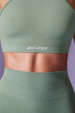Oh Polly Sports Bras | Matching Sets^High Neck Open Back Define Luxe Sports Bra in Sage